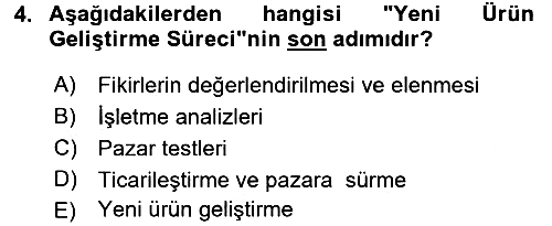 Yenilik Yönetimi 2017-2018 3 Ders Sınavı - 4. soru