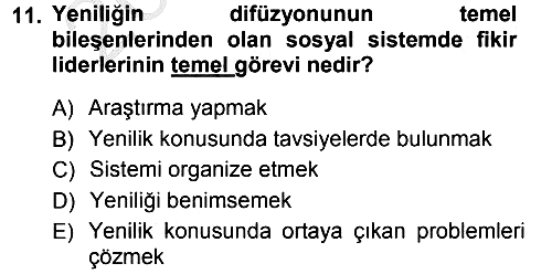 Yenilik Yönetimi 2012-2013 Ara Sınav - 11. soru