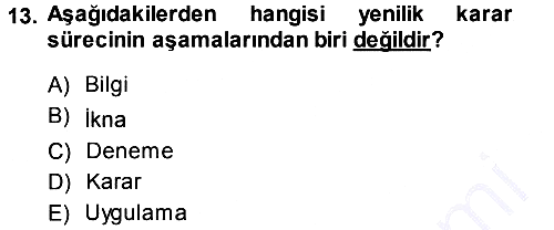 Yenilik Yönetimi 2013-2014 Ara Sınav - 13. soru