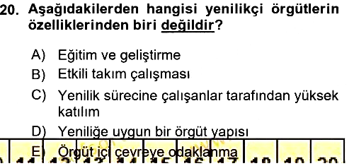 Yenilik Yönetimi 2015-2016 Ara Sınav - 20. soru