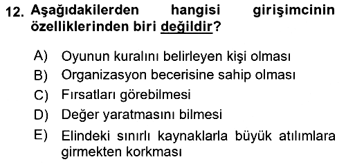 Yenilik Yönetimi 2019-2020 Ara Sınav - 12. soru