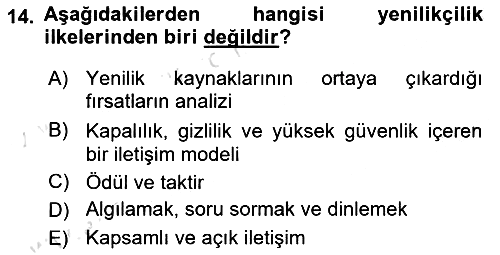 Yenilik Yönetimi 2019-2020 Ara Sınav - 14. soru