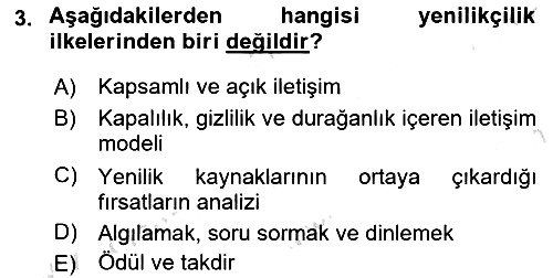Yenilik Yönetimi 2021-2022 Ara Sınav - 3. soru