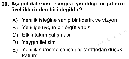 Yenilik Yönetimi 2021-2022 Ara Sınav - 20. soru