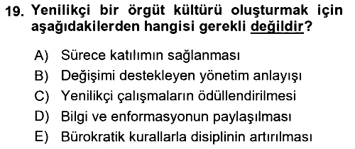 Yenilik Yönetimi 2025-2026 Ara Sınav - 19. soru