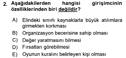 Yenilik Yönetimi 2017-2018 Dönem Sonu Sınavı - 2. soru