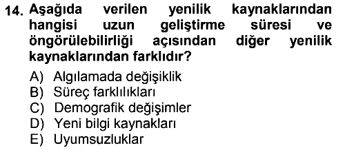 Yenilik Yönetimi 2013-2014 Tek Ders Sınavı - 14. soru