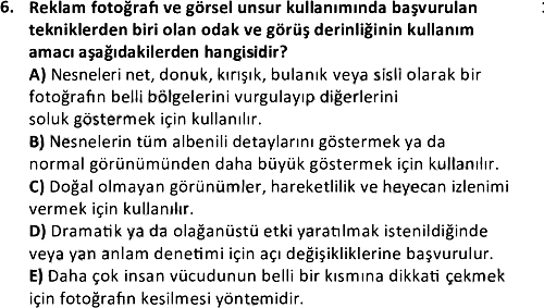 Reklam Fotoğrafçılığı 2021-2022 Bütünleme Sınavı - 6. soru