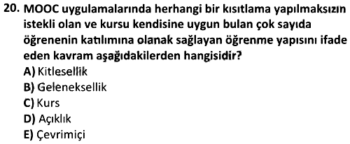 Sosyal Hizmette Bilişim Teknolojileri 2023-2024 Bütünleme Sınavı - 20. soru