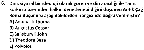 Siyasi Düşünceler Tarihi 2024-2025 Ara Sınav - 6. soru