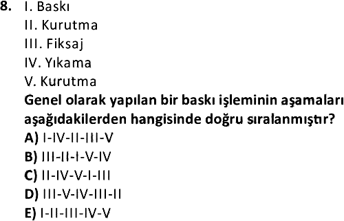 Renk Bilgisi 2021-2022 Bütünleme Sınavı - 8. soru
