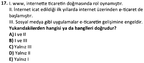 E-Ticaretin Temelleri 2025-2026 Ara Sınav - 17. soru