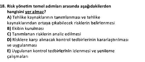 Afetlerde Risk ve Kriz Yönetimi 2021-2022 Dönem Sonu Sınavı - 18. soru