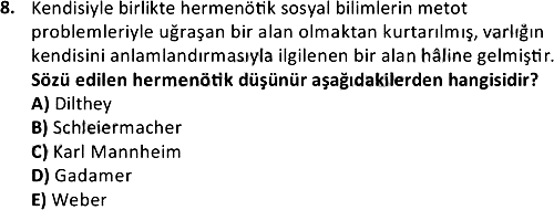 Klasik Sosyoloji Kuramları 2021-2022 Bütünleme Sınavı - 8. soru