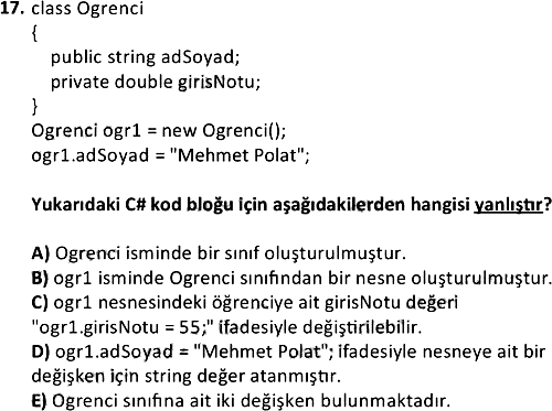 Nesne Tabanlı Programlama 1 2021-2022 Ara Sınav - 17. soru