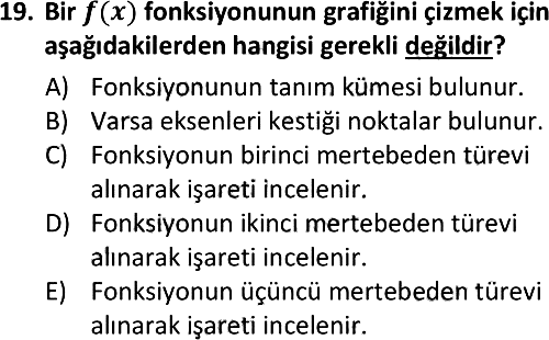Matematik 1 2021-2022 Dönem Sonu Sınavı - 19. soru