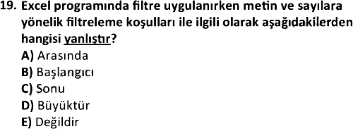 Temel Bilgi Teknolojileri 1 2021-2022 Dönem Sonu Sınavı - 19. soru