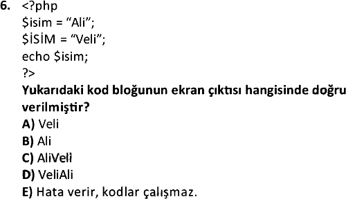 İnternet Programcılığı 1 2020-2021 Ara Sınav - 6. soru