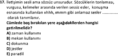 İletişim ve Halkla İlişkiler 2018-2019 Ara Sınav - 17. soru