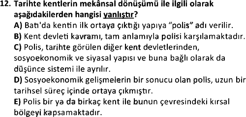 Şehircilik 2018-2019 Ara Sınav - 12. soru