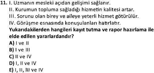 Sosyal Hizmette Görüşme İlke ve Teknikleri 2018-2019 Dönem Sonu Sınavı - 11. soru