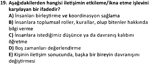 İletişimde Hedef Kitle 2019-2020 Bütünleme Sınavı - 19. soru