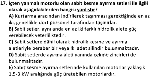 Kurtarma Araçları Eğitimi 2019-2020 Ara Sınav - 17. soru