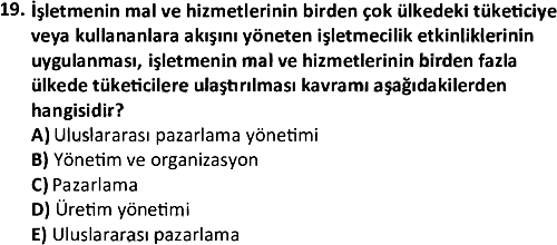 Uluslararası Pazarlama 2022-2023 Ara Sınav - 19. soru