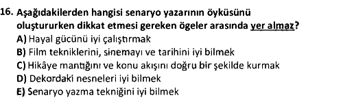 Radyo- Televizyon Metin Yazarlığı ve Habercilik 2022-2023 Ara Sınav - 16. soru