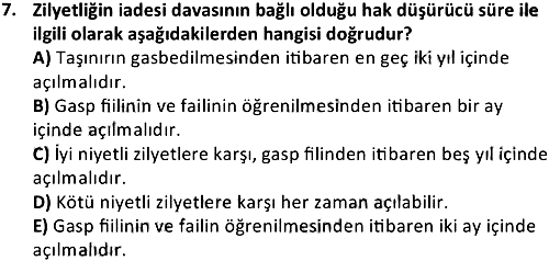 Medeni Hukuk 2 2017-2018 Dönem Sonu Sınavı - 7. soru