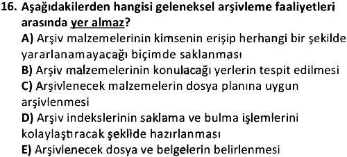 Dosyalama ve Arşivleme 2018-2019 Dönem Sonu Sınavı - 16. soru