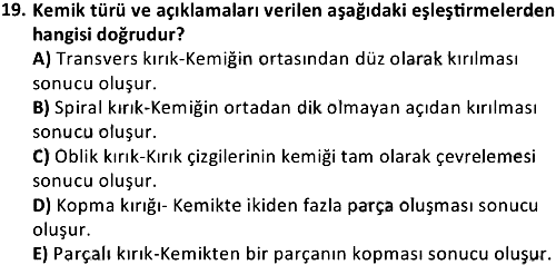 İlk Yardım ve Acil Sağlık Hizmetleri 2018-2019 Dönem Sonu Sınavı - 19. soru
