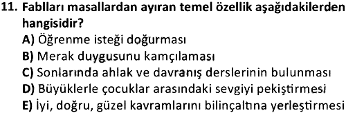 Çocuk ve Drama 2018-2019 Bütünleme Sınavı - 11. soru