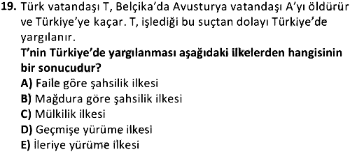 Hukukun Temel Kavramları 2018-2019 3 Ders Sınavı - 19. soru