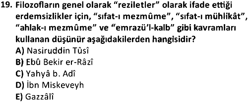İslam Ahlak Esasları 2018-2019 3 Ders Sınavı - 19. soru