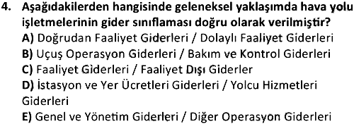 Havayolu Yönetimi 2019-2020 3 Ders Sınavı - 4. soru