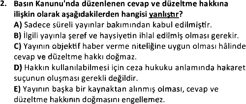 İletişim Hukuku 2021-2022 3 Ders Sınavı - 2. soru