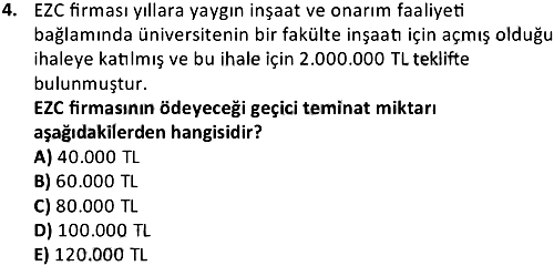 İnşaat Muhasebesi 2019-2020 Yaz Okulu Sınavı - 4. soru