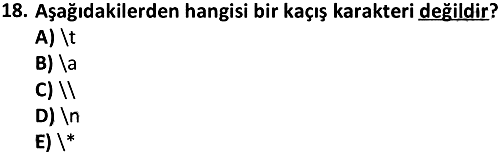 Programlama Temelleri 2019-2020 Yaz Okulu Sınavı - 18. soru