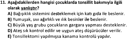 Çocuk Sağlığı ve Hastalıkları 2020-2021 Yaz Okulu Sınavı - 11. soru