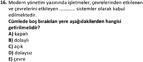 Havayolu Yönetimi 2020-2021 Yaz Okulu Sınavı - 16. soru