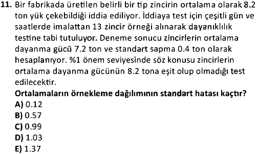 İstatistik Analiz 2020-2021 Yaz Okulu Sınavı - 11. soru