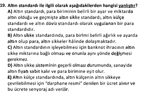 Para ve Bankacılık 2021-2022 3 Ders Sınavı - 19. soru