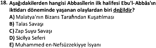 İslam Tarihi 2 2022-2023 3 Ders Sınavı - 18. soru