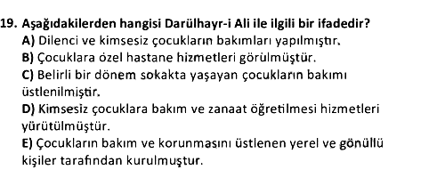 Sosyal Hizmet Tarihi 2021-2022 3 Ders Sınavı - 19. soru