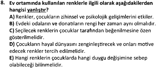 Çocuk Yaşam Alanı ve Çevre Düzenlemesi 2022-2023 3 Ders Sınavı - 8. soru