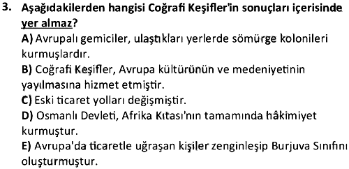 Yeni ve Yakınçağ Avrupa Tarihi 2023-2024 Ara Sınav - 3. soru