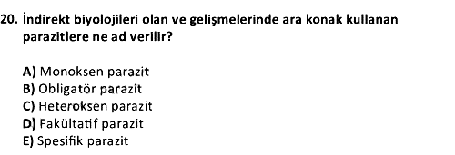 Veteriner Parazitoloji 2021-2022 3 Ders Sınavı - 20. soru