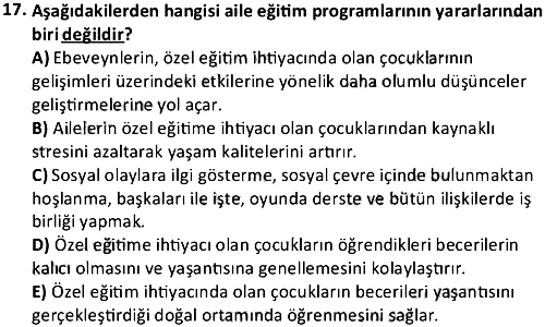Risk Altındaki Çocuklar 2023-2024 Dönem Sonu Sınavı - 17. soru