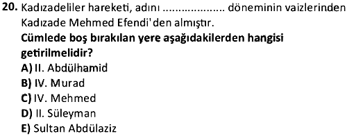 Osmanlı Tarihi 3 2023-2024 Dönem Sonu Sınavı - 20. soru
